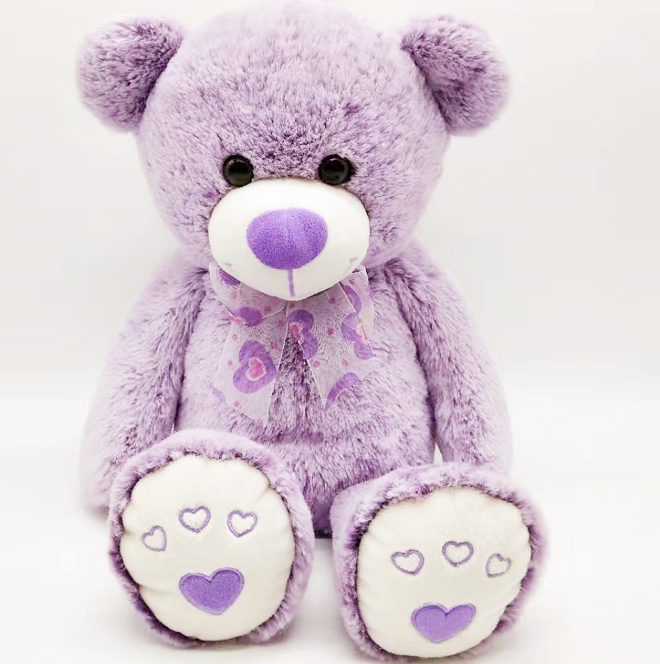 high quality kawaii stuffed plush happy lilac violet purple teddy bear